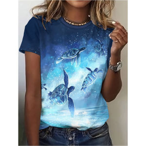 [Local Stock] ZEEMIN Mouse Turtle Frog Cat Pattern 3D Print T-Shirts Women Casual O-Neck Short Sleeve T Shirt Y2k Harajuku Tees Tops Female Clothing