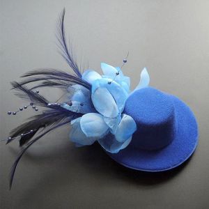 MAYIT 13cm Kids Fascinators Hats Makeup Prom Hair Accessories Flower Pillbox Hat Fashion Feathers Teas Party Hairpins Party
