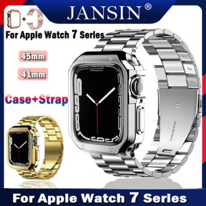Stainless Steel strap for Apple Watch 7 band 45mm 41mm Metal Bracelet for Apple Watch serie 7 Protective Case Accessories