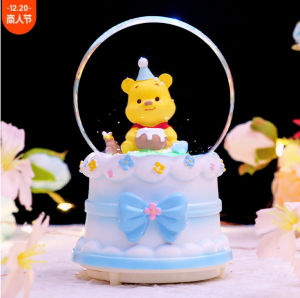 Quả cầu pha lê tuyết Hoa anh đào Mermaid tiên cá Kuromi My Melody Pooh Piglet Disney có nhạc đèn Quà tặng bạn gái 14/2 ý nghĩa