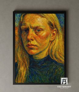 Tranh Nghệ thuật "Chân Dung Một Người Phụ Nữ Tóc Vàng" VIETSMART ART - Acrylic 60 x 90cm
