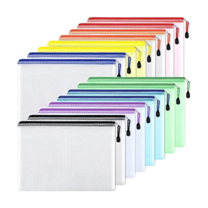 16ชิ้นซิปกระเป๋าใส่แฟ้ม13x9 25นิ้วซองเอกสารกระเป๋าใส่เอกสารโฟลเดอร์ไฟล์ PVC กันน้ำสำหรับสำนักงานโรงเรียน