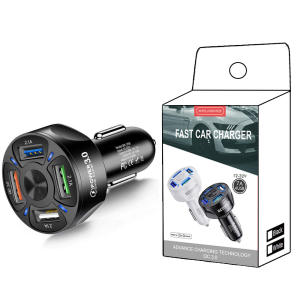 ZCAUTO USB 4-Port Pengisi Daya Mobil Cepat Mini LED Pengisian Cepat iPhone Xiaomi Huawei Ponsel Mobil Adaptor Pengisi Daya Universal