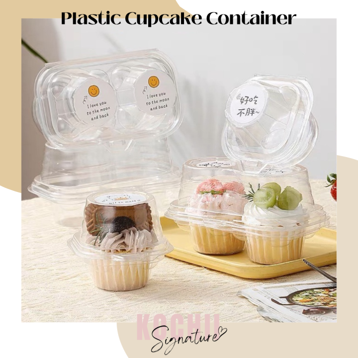 KOCHII 10pcs Plastic Cupcake Holder Cupcake Packaging Box