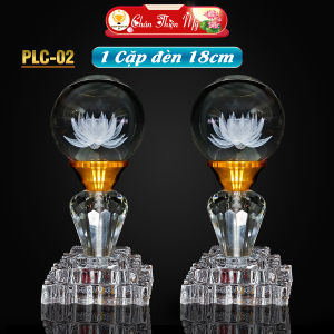 Đèn Cầu Pha Lê Cao Cấp CHÂN THIỆN MỸ Vật Phẩm Phong Thủy Trang Trí Bàn Thờ Led 7 Màu PLC-02