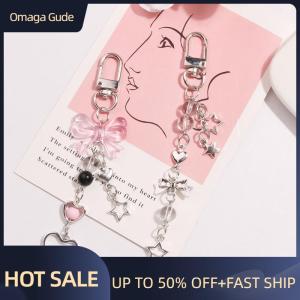 Omaga Goth Phone Charm Bow Heart Star Keychain Pendant Kawaii Key Chain Bag Phone Chain Cute Accessory For Girls Women Jewelry
