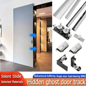 Ghost Concealed Soft Close Sliding Barn Door Track Floating Back Hidden Sliding Door Rail Set