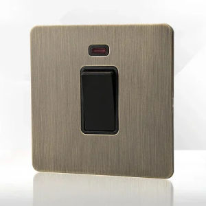 Retro Eu Metal Panel Wall Toggle Light Switch SocketBronzed Antique Stainless Steel German 16A Socket with USB Phone Charging