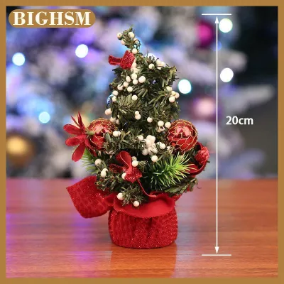 BIGHSM Cây thông Noel mini trang trí để bàn đồ trang trí giả bằng thông kèm nơ ruy-băng decor tiệc tại nhà
