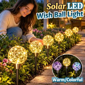 Solar Wish Ball Light IP65 Waterproof Copper Wire LED Lawn Lamp Auto On Off Garden Decor Light