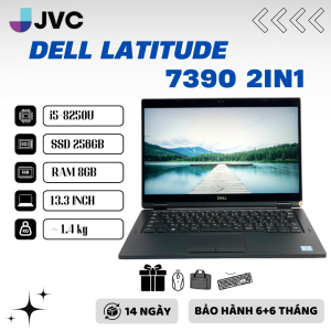 Laptop xách tay giá rẻ Dell Latitude 7390 2 in 1 Core i5-8250U  RAM 8GB SSD 256GB 13.3" FHD Touch  Win 10Pro Key_led Pin 90%