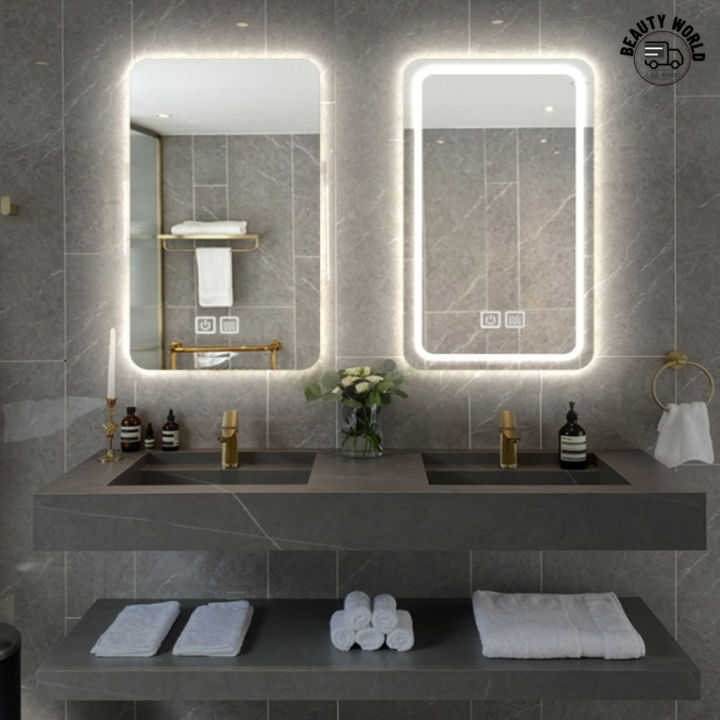 [SG Seller] Bathroom wall-mounted square touch mirror Make-up mirror ...