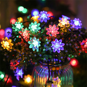 VIVOLILV 2-3 Days Delivery⚡️12 Meter Solar Flower String Lights Outdoor Waterproof Cherry Blossom Sakura Lamp Christmas Tree Buy 1 Take 1 Solar Floodlight