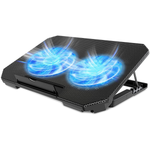 【🔥SG STOCK🔥】RICHMENTMALL Laptop Cooling Pad Stand with Adjustable Height Big Power Speeds Fan 2 USB Ports Suitable for 12"-15.6" Laptops Notebooks Notebook Cooler Pad with Two USB Port
