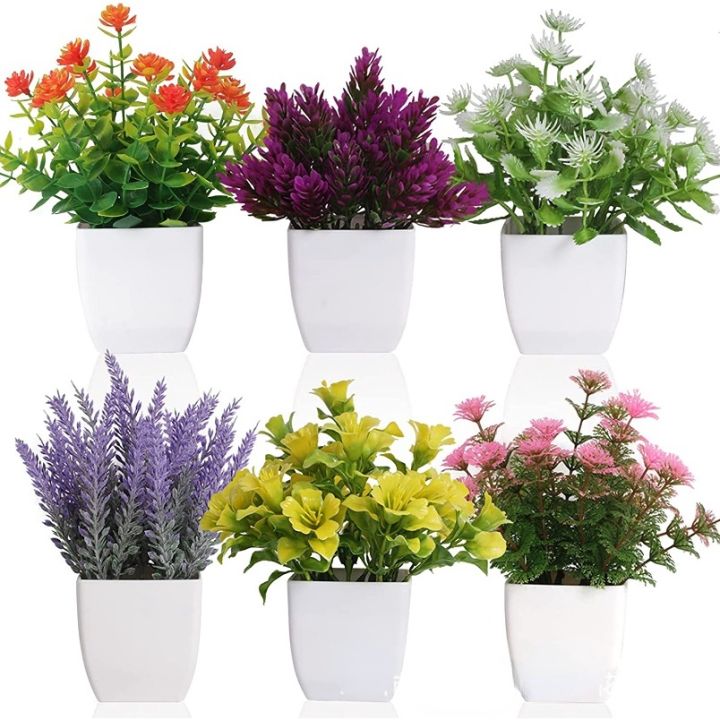 Artificial Pot Flowers Small Fake Plants with Pot Mini Potted Plants