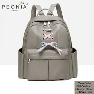 Peonia PNA CLAUDY RIBBON Ransel Tas Wanita Punggung Kantor Kerja Sekolah Kuliah Outdoor Trendy Fashion Style Travel Casual Backpack Anak Remaja Perempuan Selempang Cewek Bag