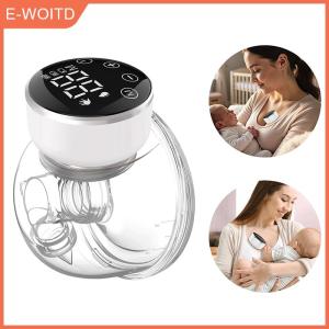 【E-WOITD】 เครื่องปั๊มนมแบบสวมใส่ได้ปราศจากแบตเตอรี่ที่ใช้งานได้นานกว่าและจอแสดงผล LED เครื่องปั๊มนมไฟฟ้าแบบพกพา