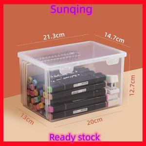 SQ Stationery [Flash Sale] Plastic Storage Containers With Latching Lid Large Capacity Transparent Plastic Storage Box Desktop Organizer Office Supplies