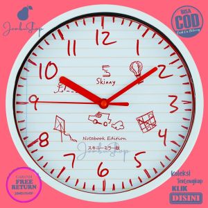 Jam Dinding Quartz Minimalis Red Skinny SK1189 Dekorasi Kamar BestSeller Besar