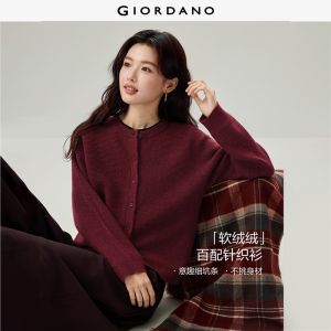 GIORDANO Women Cardigans Thick Warm Cropped Cardigans Crewneck Dolman Sleeve Fashionable Casual Relaxed Cardigans 13356615