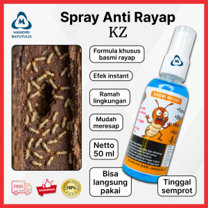 Spray Anti Rayap KZ 50 ml Original Formula Khusus Basmi Rayap Koloni Hingga Ratu - Pengendali Rayap Ampuh Praktis