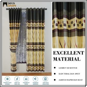 Gorden Jendela Panjang 230 cm Kain Blackout Mewah Motif Modern Model Smokering