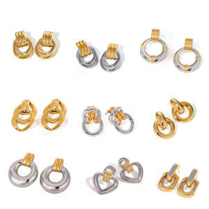 Womens Geometric Dangle Drop Earrings in Silver and Gold Multi Layer Round Designs for a Chic Fashion Statement