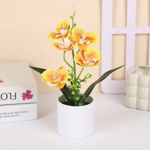 5 head Artificial Phalaenopsis With Vase flower film bonsai factory direct supply creative artificial home decoration