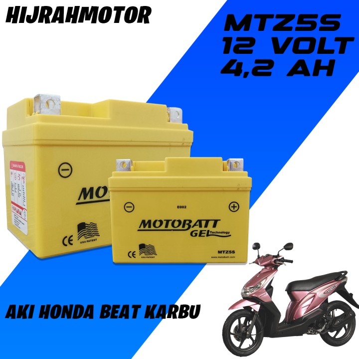 AKI MOTOR asli MOTOBATT 100% BUAT MOTOR HONDA BEAT KARBU type MTZ5S gel