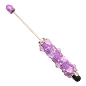 GORGE 1pc Heart Diamond Beadable Pen DIY Beadable Capacitive Touch Stylus Pen Aesthetic 2-in-1 Writing Tool Gift