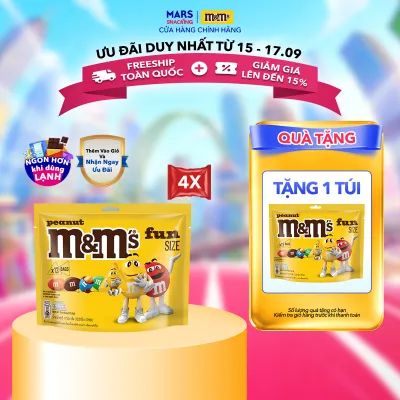 Combo 4 Túi Kẹo Sôcôla Đậu Phộng M&Ms (3 túi x 175.5g)