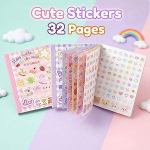 4000pcs Self Adhesive Sticker Book 32 Pages Cute Korean Scrapbook Stickers For Kids Teens Craft