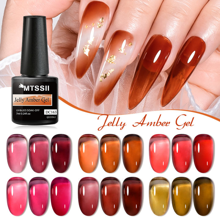 MTSSII Jelly Amber Gel Nail Polish Brown Crystal Translucent Nail Art ...