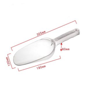 JING Mini Ice Maker Scoop Circular/Square Mouth Transparent Kitchen Utility Scoop Durable Ergonomic Handle Grain Shovel Kitchen Ice Bucket