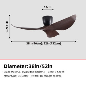 YYD 38/52 inch remote control ceiling fan Silent and energy-saving ABS fan blades Variable frequency DC motor fan