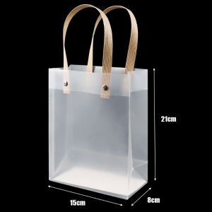 20/10pcs Transparent Plastic Tote Bag / Reusable Frosted Gift Bags with Handles / Waterproof Eco-friendly Shopping for Christmas Wedding Birthday Party