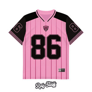 Baju Jersey Rugby Wanita Black Pink Hockey Full Printing Casual Sport / Kaos Jersey Wanita