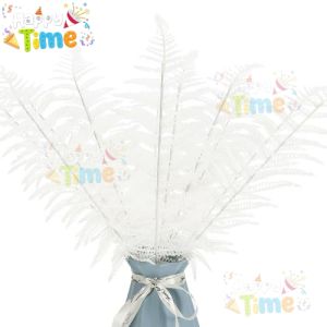 【Happy Time】6/12pcs Artificial Christmas Leaves Set 42CM Glitter PACO Leaf Ornaments for Xmas Tree Decoration DIY Crafts Wreath Garland Holiday Party Decor