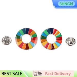 SHNGki Enamal 17 Colors Sustainable Development Goals Brooch United Nations Pin Badge