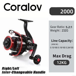 CORALOV Reel Pancing Murah Kuat LK2000-7000 Reel Pancing Power Handle Rasio 5.2:1 Air Asin Memancing Max Drag 30Kg