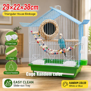 Portable Bird Cage with Perch Feeder Water Cup Pull‑out Tray Anti‑Escape Lock for Budgie Lovebird Small Parrots