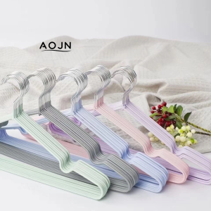 AOJN (1piece)ไม้แขวนเสื้อ ไม้แขวนเสื้อสแตนเลสเคลือบซิลิโคน ขนาด 40 cm.ไม้แขวนเสื้อหนักแน่นกันลื่นพร้อมร่องสำหรับผู้ใหญ่และเด็ก ทนทานทำจากโลหะเคลือบพลาสติก