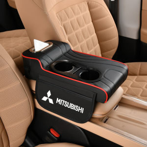 Hộp giữa Bìa đệm tựa tay ô tô miếng đệm Đôn với 2 ngăn để cốc lưu trữ đa chức năng tổ chức Hộp đựng khăn giấy bên túi cho Mitsubishi asx Triton xpander thể thao Pajero Outlander Lancer Grandis Attrage bão Fuso ảo ảnh