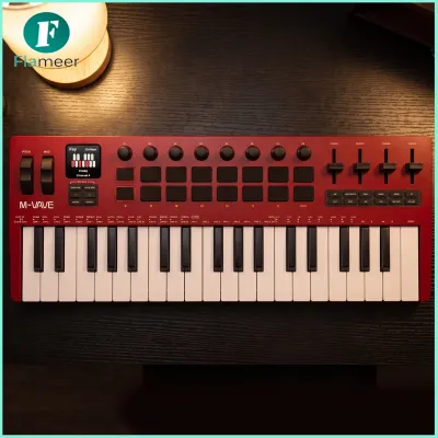 Flameer Compact 37-Key MIDI Keyboard Desktop 37-Key MIDI Controller Portable Music Production Keyboard Responsive for Beatmakers
