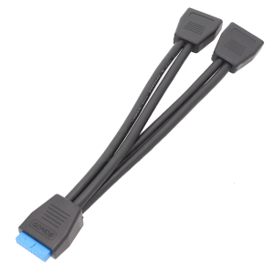 1PC Motherboard USB 3.0 19PIN Header 1 to 2 Extension Splitter Cable20cm 19Pin Internal Extension Header Cable  Black