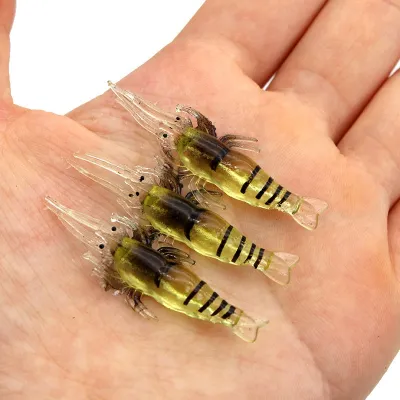SUKE Soft Shrimp Bait Luminous Artificial Worm Fishing Lure With Hook Silicone Prawn Bait 1.3g/5cm