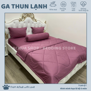 [FREESHIP] Ga Lẻ Ga Giường Thun Lạnh ACHUASHOP Ga Giường Lẻ Vỏ Gối Lẻ Thun Lạnh Hàn Quốc Tone Tím Hồng 1M