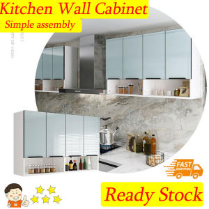 Ready Stock-European Kitchen Solid wood kitchen wall cabinet wall locker wall-mounted acrylic light luxury balcony cabinet kabinet gantung rak pinggan mangkuk Pemasangan sendiri yang mudah 简单组装欧式吊柜壁柜