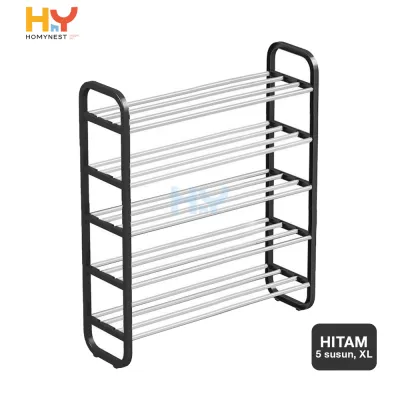 HOMYNEST Rak Sepatu Jumbo Besar Portable 4 Susun dan 5 Susun Serbaguna Stainless Steel Anti Karat