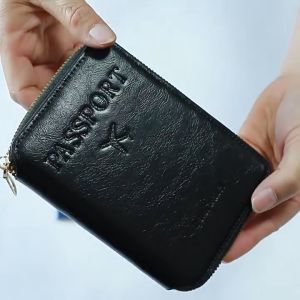 RFID Blocking Passport Holder Covers Case Anti-Theft Wallet Multi-Pocket ID Card PU Leather Wallet